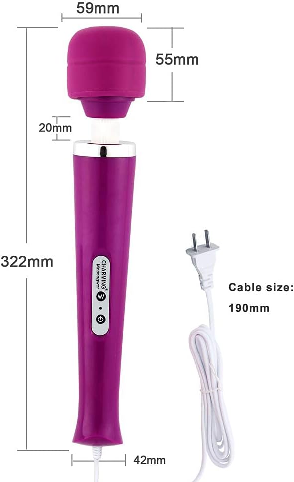 CHARMING Potente masajeador de mano con cable de 10 velocidades con...