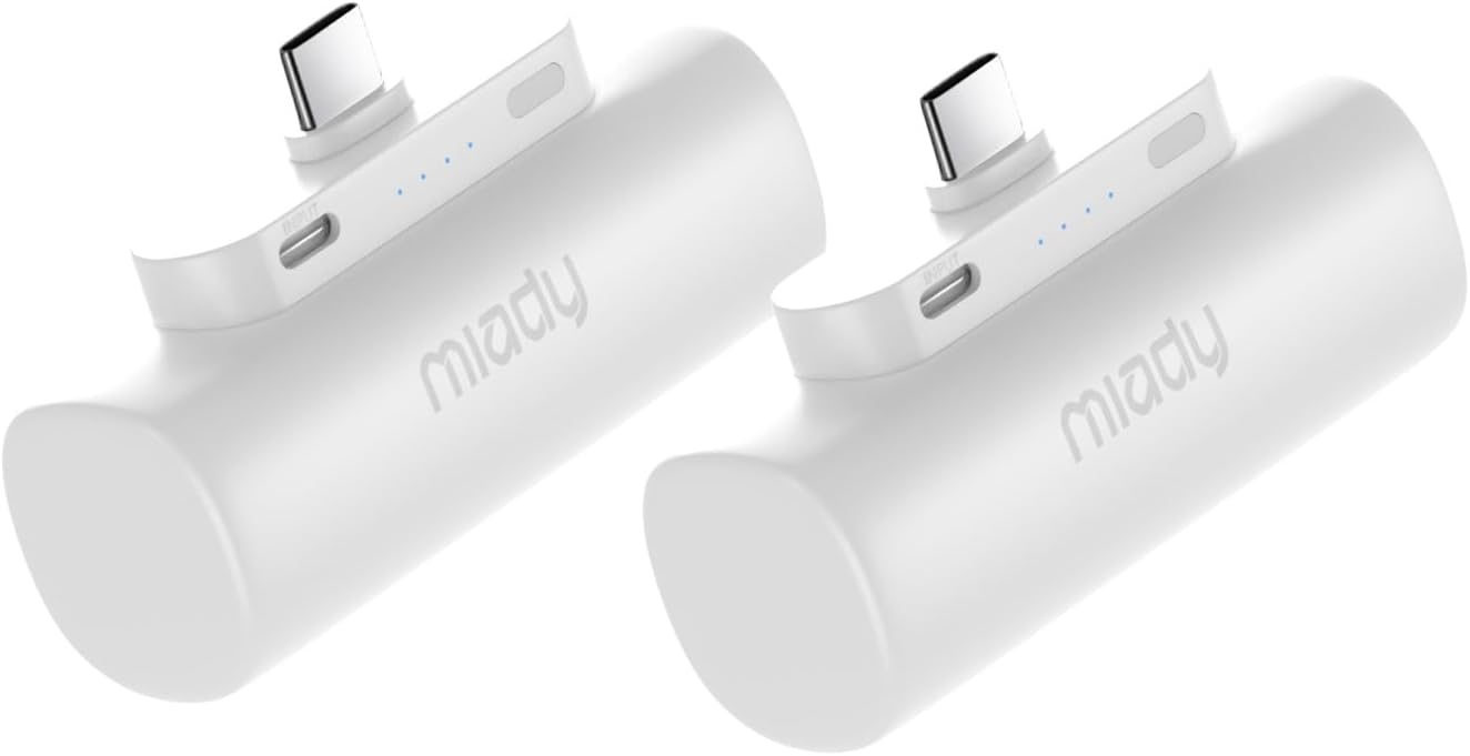 Miady - Paquete de 2 mini cargadores portátiles integrados con cone...