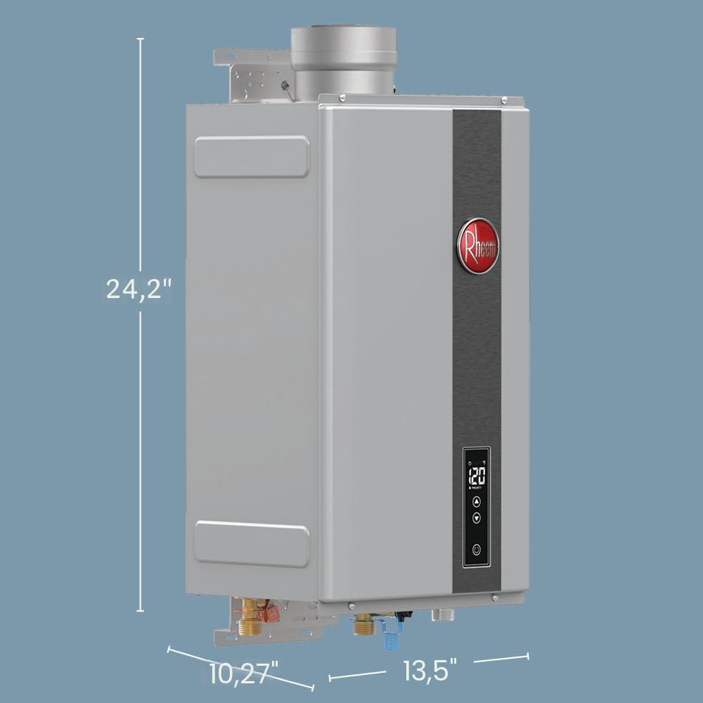 Rheem RTG Series 9.5 GPM Calentador de agua sin tanque de gas natur...