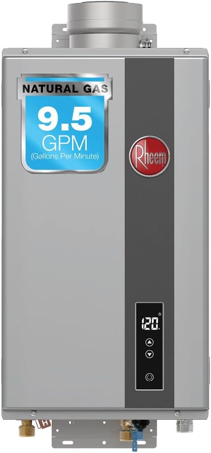 Rheem RTG Series 9.5 GPM Calentador de agua sin tanque de gas natur...