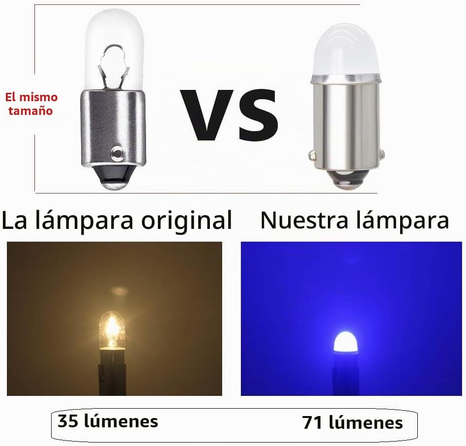 Yoper BA9S 53 57 1895 64111 Bombilla LED para Auto 12V Azul Profundo