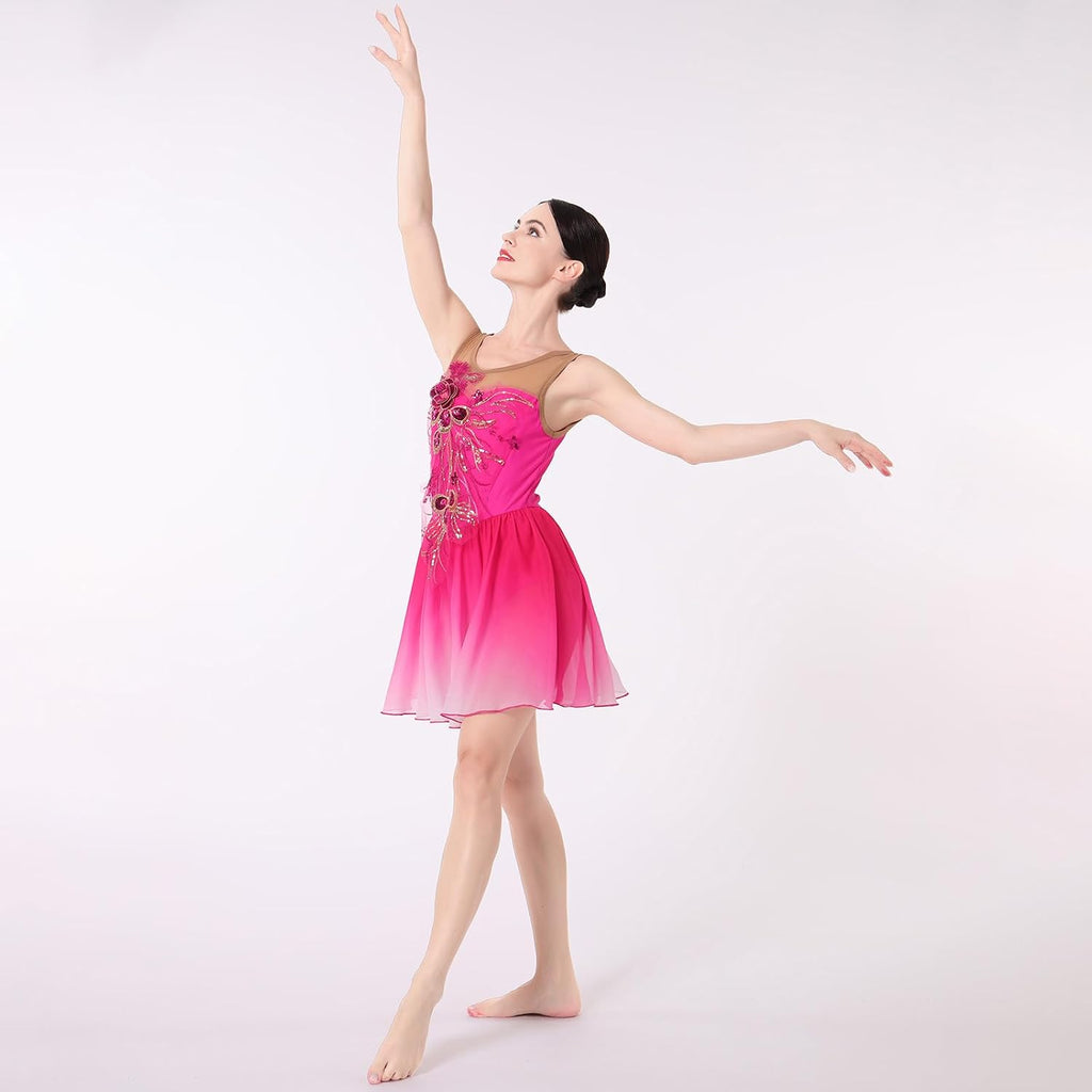 ODASDO Vestido de patinaje artístico de hielo para mujer, leotardo...