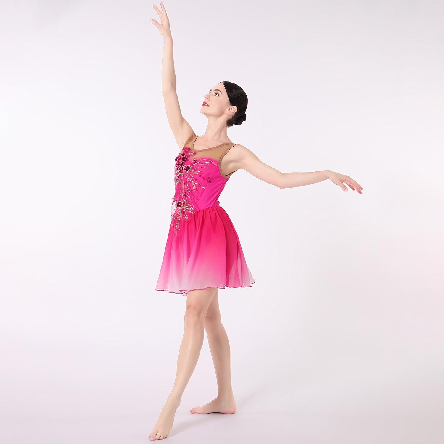 ODASDO Vestido de patinaje artístico de hielo para mujer, leotardo...