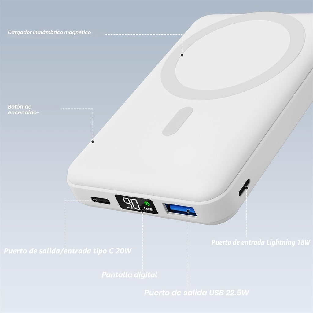 AOGUERBE para Magsafe Banco de Energía, Batería Magnética Plegable...