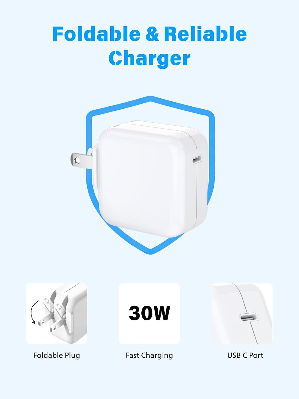 Cargador de aire para MacBook de carga rápida, Apple 30 W, adaptado...