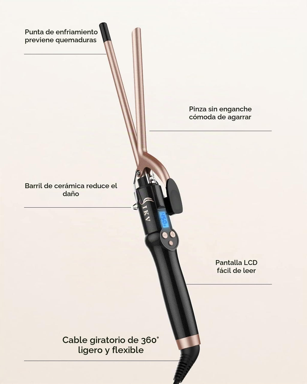 Rizador pequeño de 3\/8 pulgadas, varita rizadora fina para cabello...