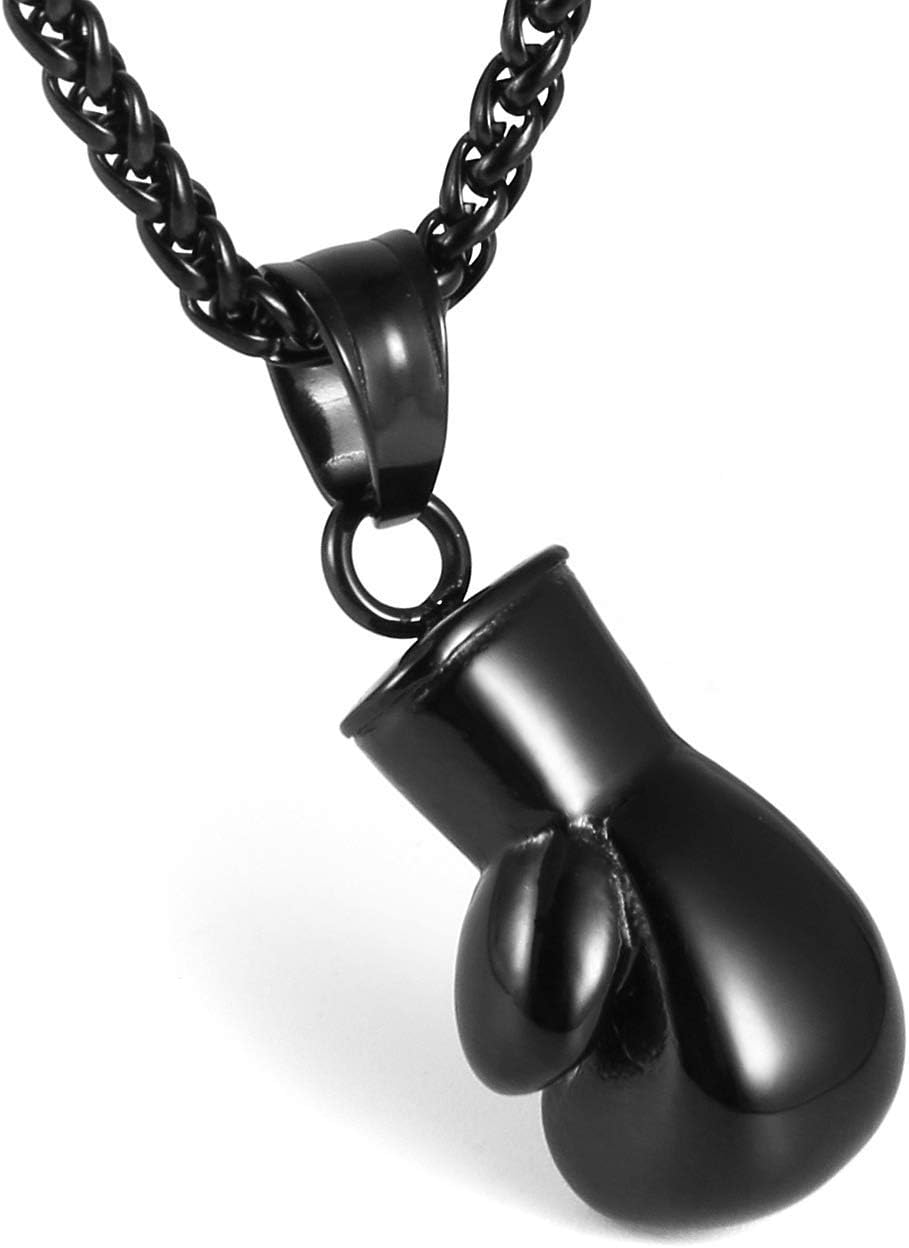 HZMAN Collar con colgante de guante de boxeo de acero inoxidable pa...