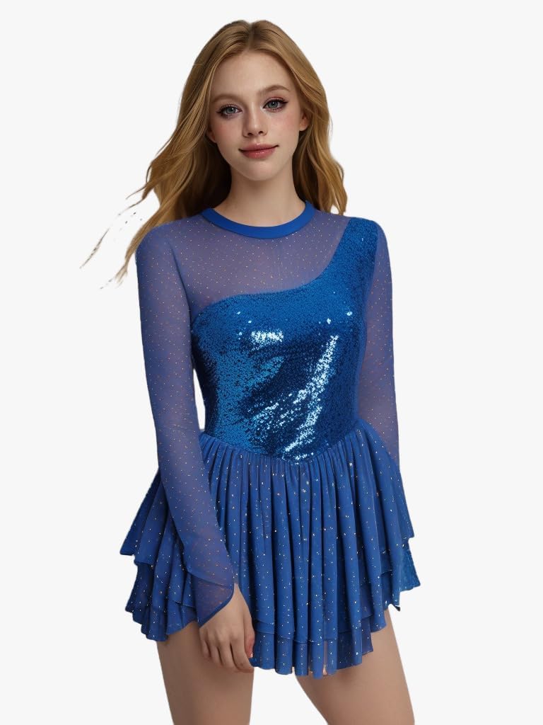 Vestido de patinaje artístico para mujer, diseño de mariposa, lente...