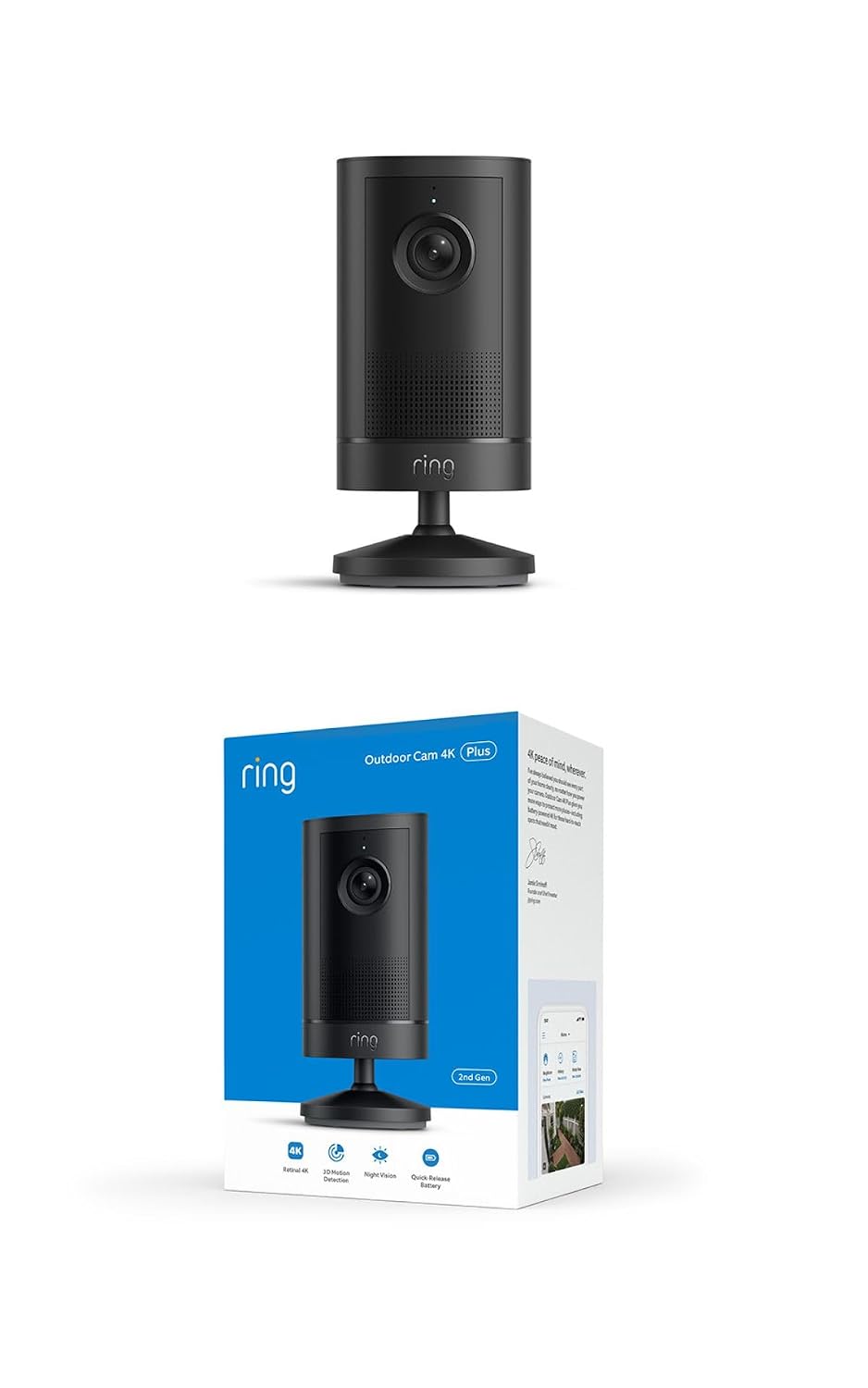 Ring Outdoor Cam 4K Plus (modelo más reciente), con batería, Retina...