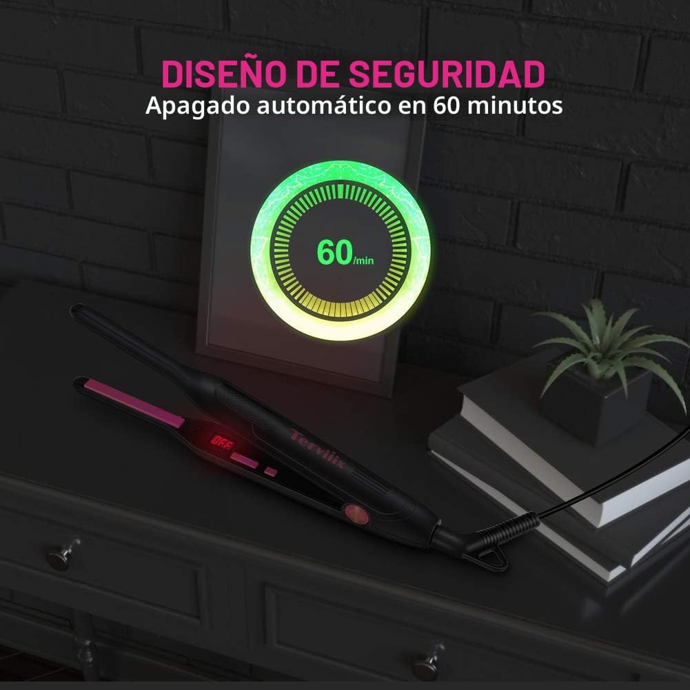 Terviiix Plancha plana tipo lápiz, planchas pequeñas para cabello c...
