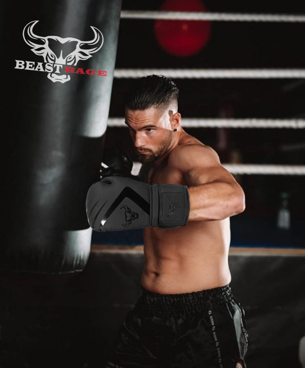 BEAST RAGE Guantes de boxeo Muay Thai Kickboxing MMA Bolsa de Lucha...