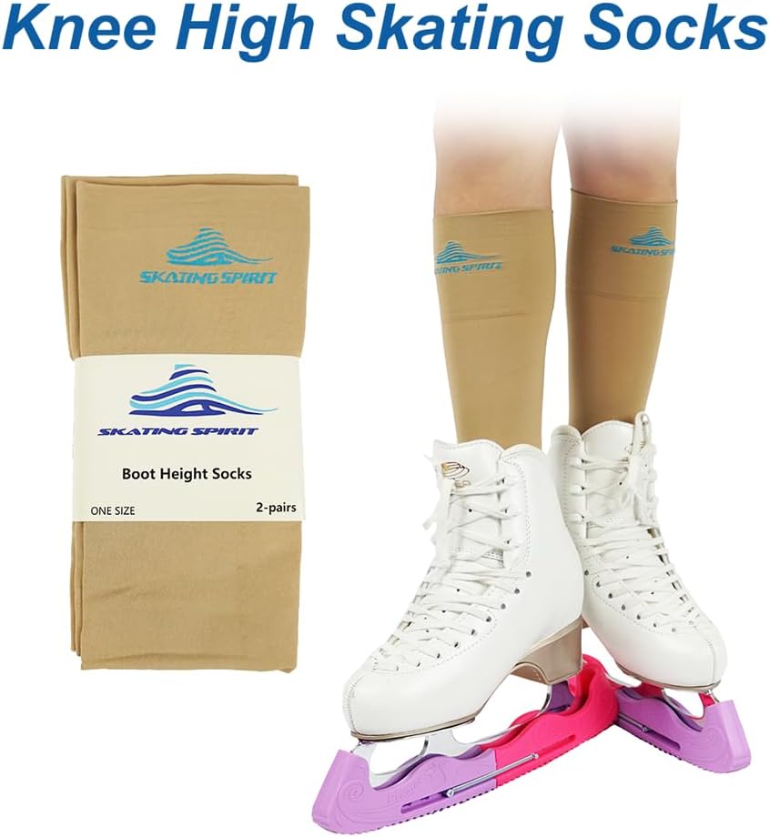 SkatingSpirit Calcetines de patinaje artístico (2 pares), altura a...