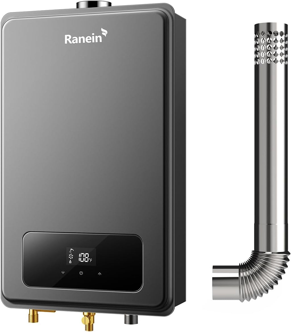 Ranein Calentador de agua sin tanque de gas natural, 5.3 GPM, 130,0...