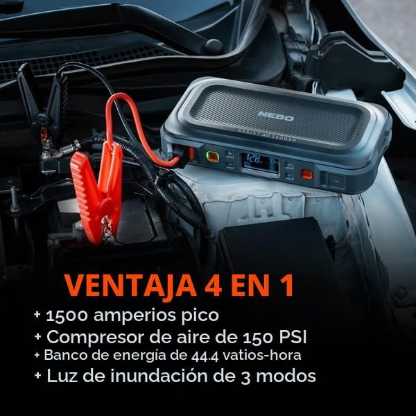 NEBO Assist AIR 1500XP Arrancador y Compresor de Aire | Caja de Fue...