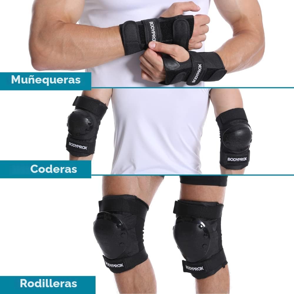 BODYPROX - Juego de rodilleras, coderas y muñequeras para patinaje...
