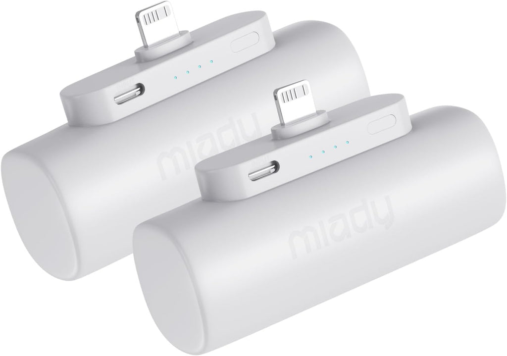 Miady Paquete de 2 mini cargadores portátiles con conector integrad...
