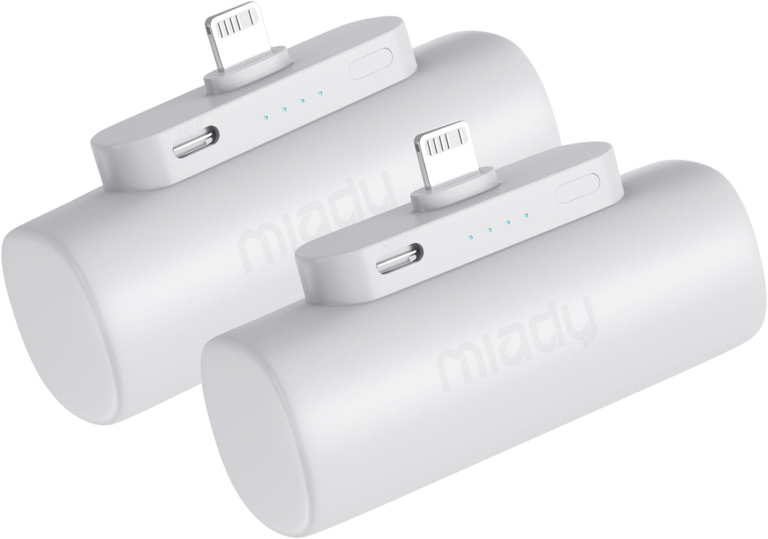 Miady Paquete de 2 mini cargadores portátiles con conector integrad...