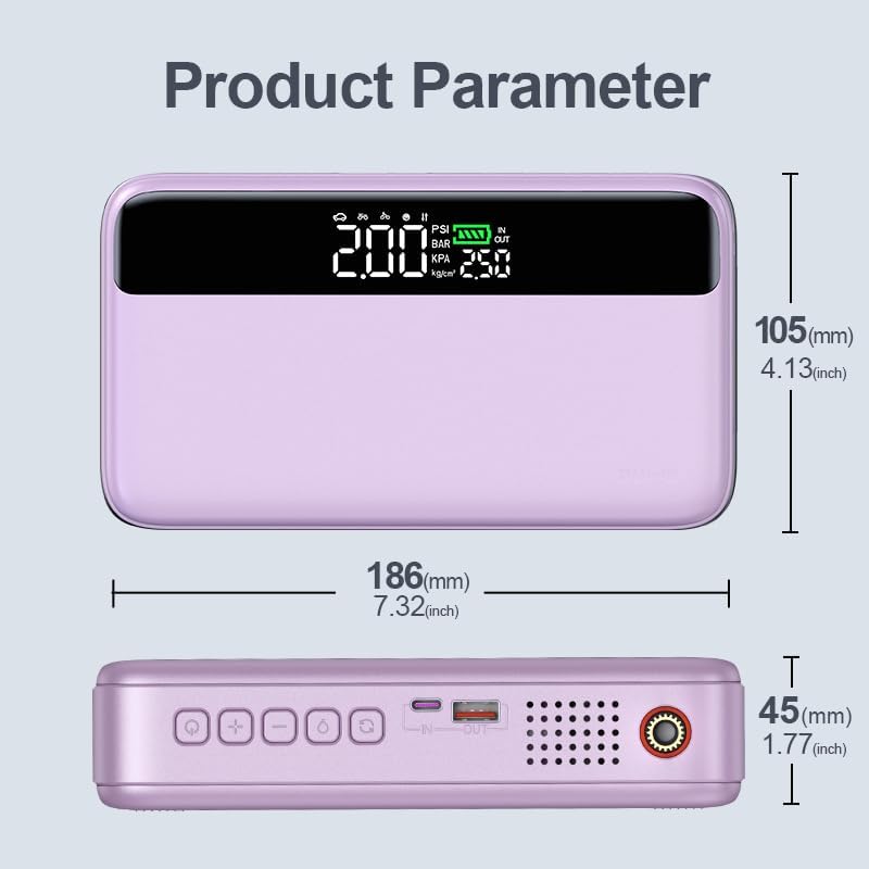 PD - Arrancador portátil de automóvil de 65 W con compresor de aire...