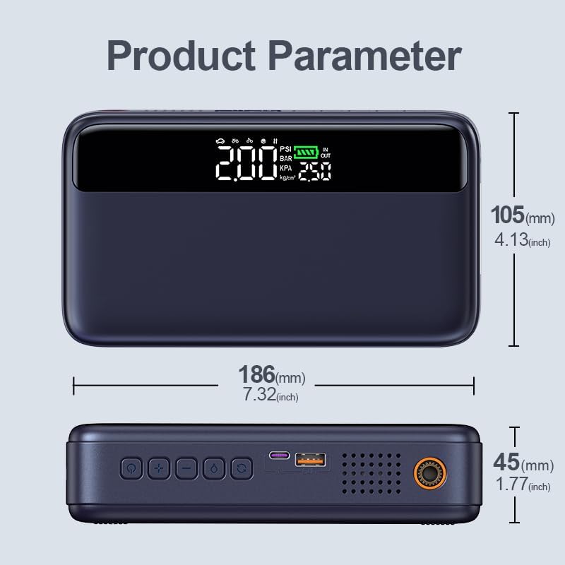PD - Arrancador portátil de automóvil de 65 W con compresor de aire...
