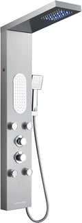 MENATT Sistema de torre de panel de ducha LED de 5 funciones, 4 cho...