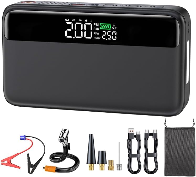 PD - Arrancador portátil de coche de 65 W con compresor de aire, pa...