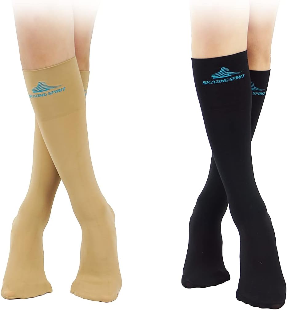 SkatingSpirit Calcetines de patinaje artístico (2 pares), altura a...