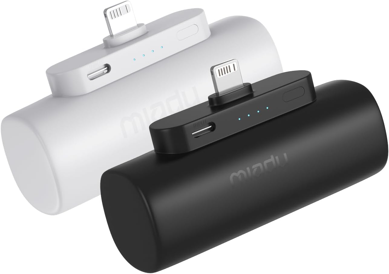 Miady - Paquete de 2 mini cargadores portátiles con conector integr...