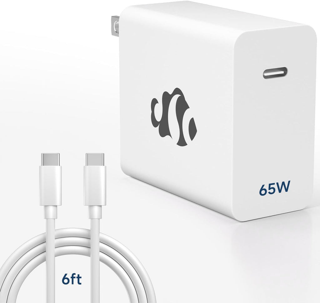 65W GaN USB C Fast Charger, PD 3.0 Wall Adapter with 6.6ft Cable, R...