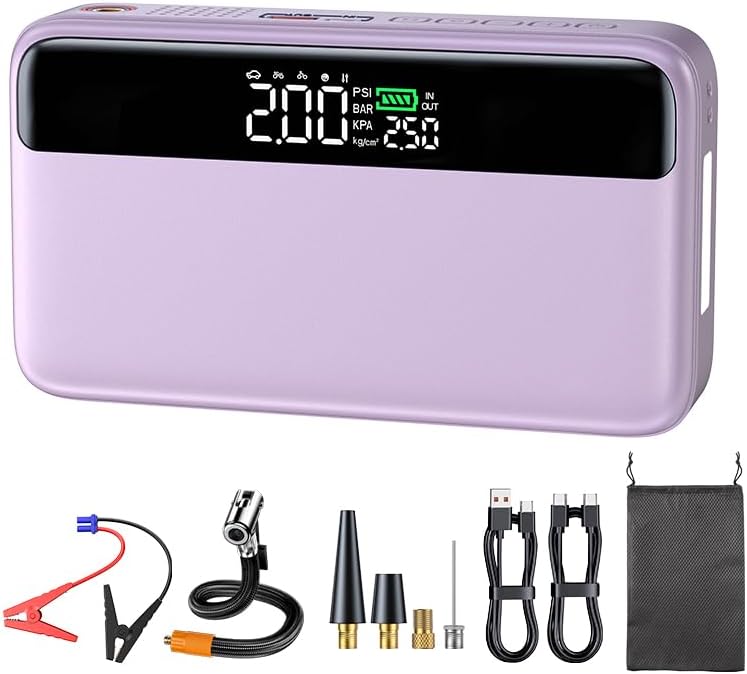 PD - Arrancador portátil de automóvil de 65 W con compresor de aire...