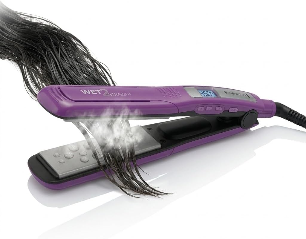 Remington Wet 2 - Plancha de pelo liso de 1 pulgada con placas de t...