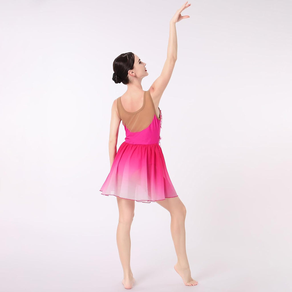 ODASDO Vestido de patinaje artístico de hielo para mujer, leotardo...