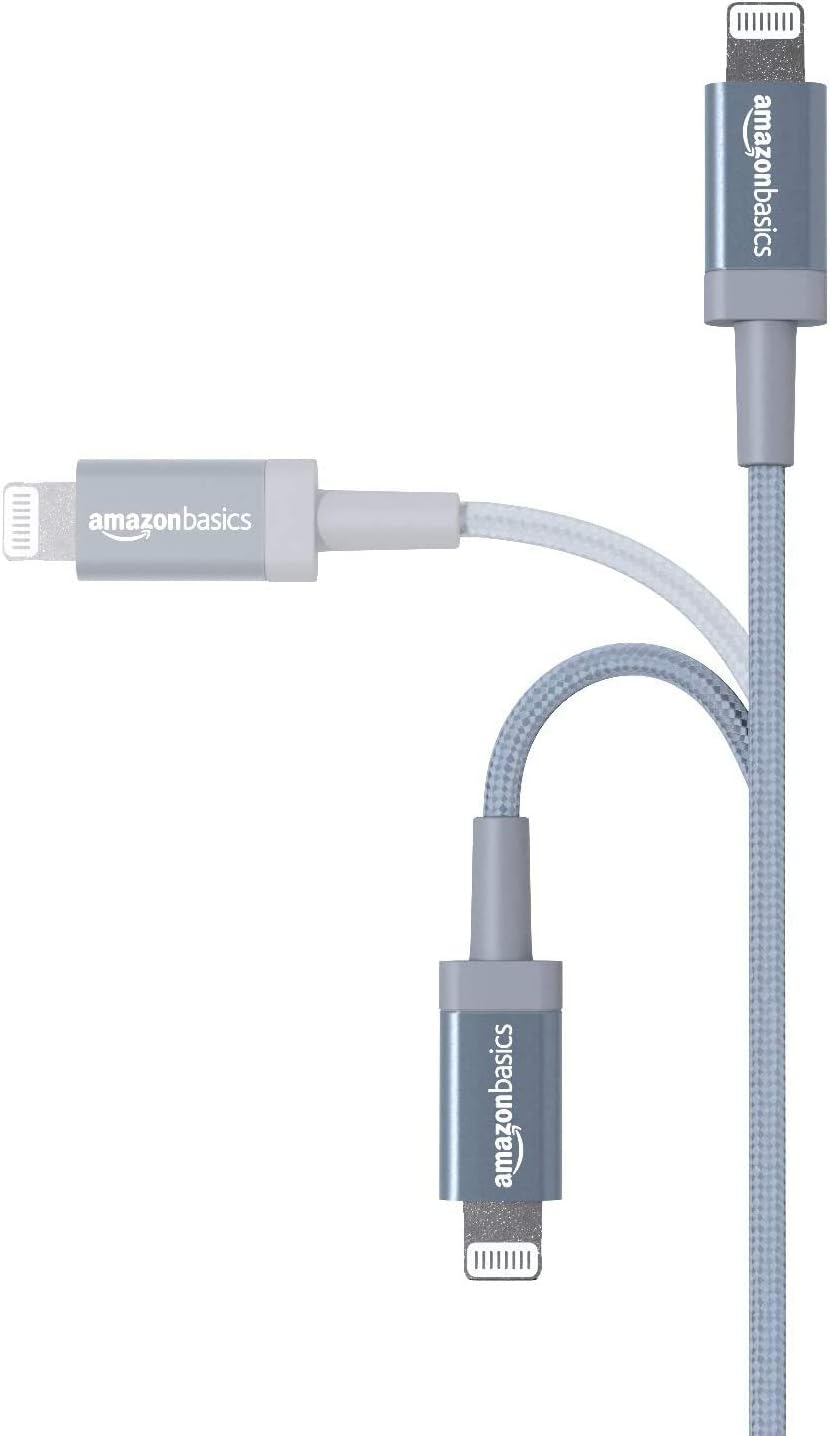 Amazon Basics Pack de 2 Cables de Carga USB-A a Lightning Duraderos...