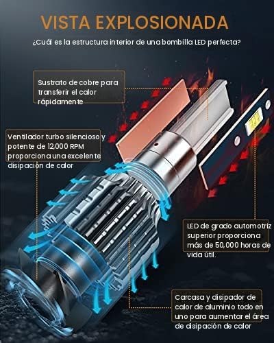 FITMOTORS Bombillas H11\/H8\/H9, 80 W, 16000 lúmenes brillantes, lu...