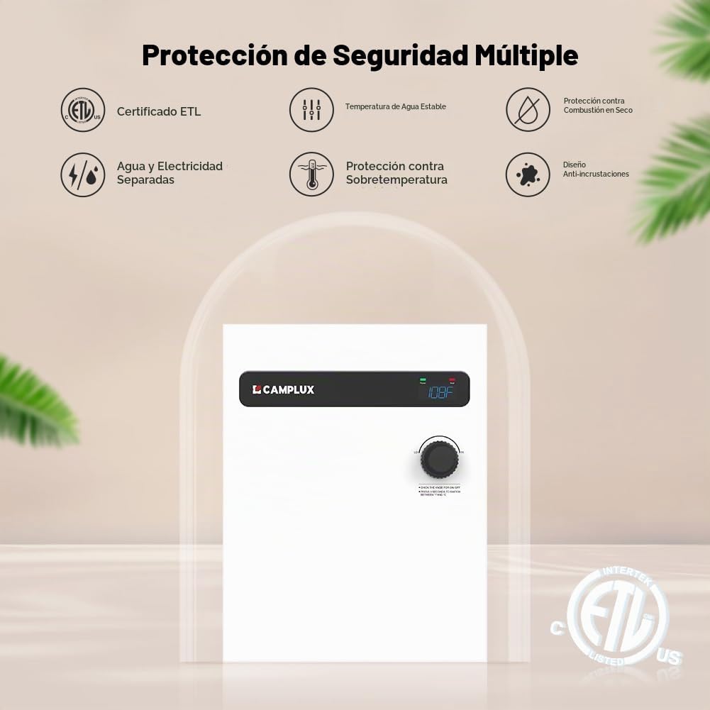 CAMPLUX - Calentador de agua eléctrico sin tanque de 18 kW, calenta...