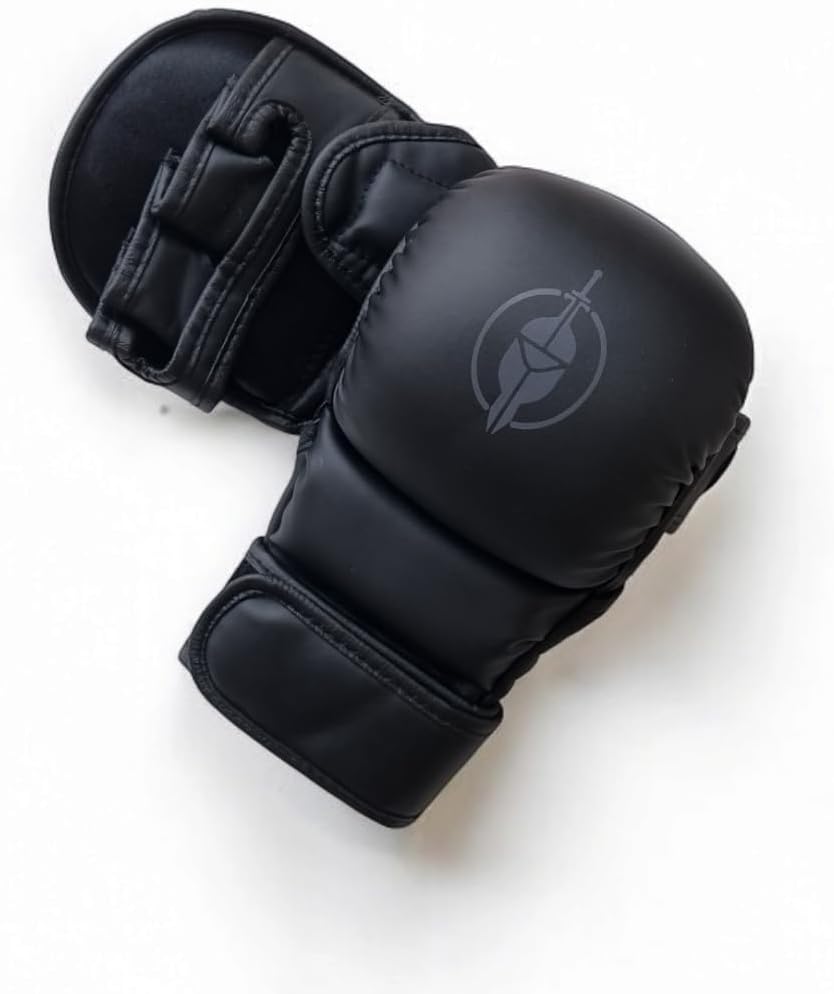 Hoplite Sports Guantes de medio dedo MMA (forma de masa con relleno...