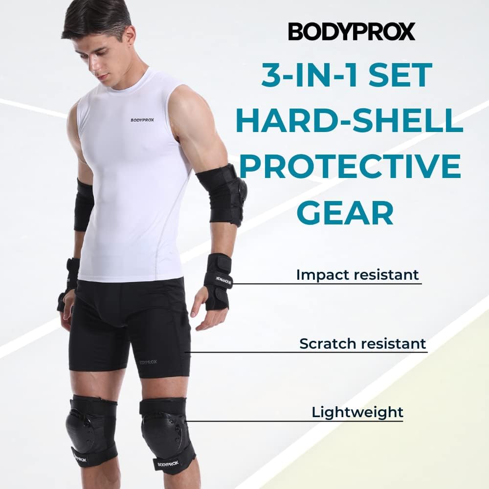 BODYPROX - Juego de rodilleras, coderas y muñequeras para patinaje...