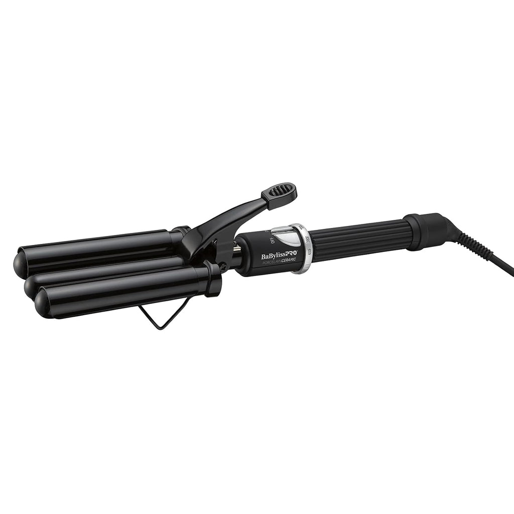 BabylissPRO Porcelana cerámica triple barril Waver, negro