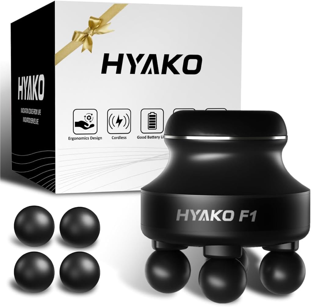 HYAKO F1 Masajeador Eléctrico de Mano de 4 Cabezas para Tejido Prof...