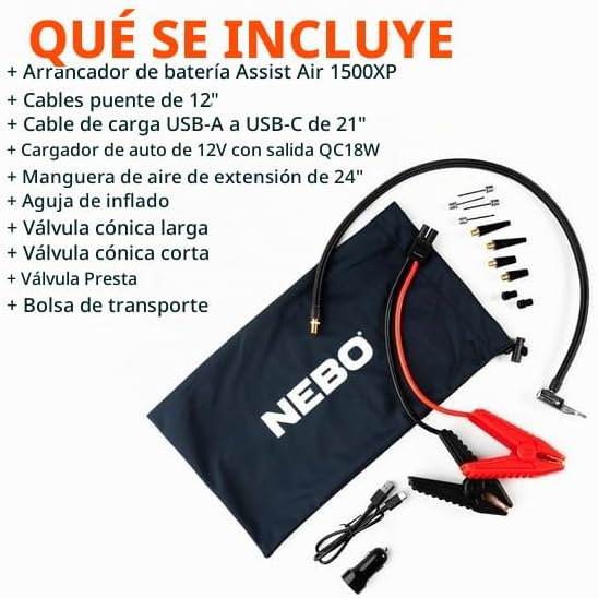 NEBO Assist AIR 1500XP Arrancador y Compresor de Aire | Caja de Fue...