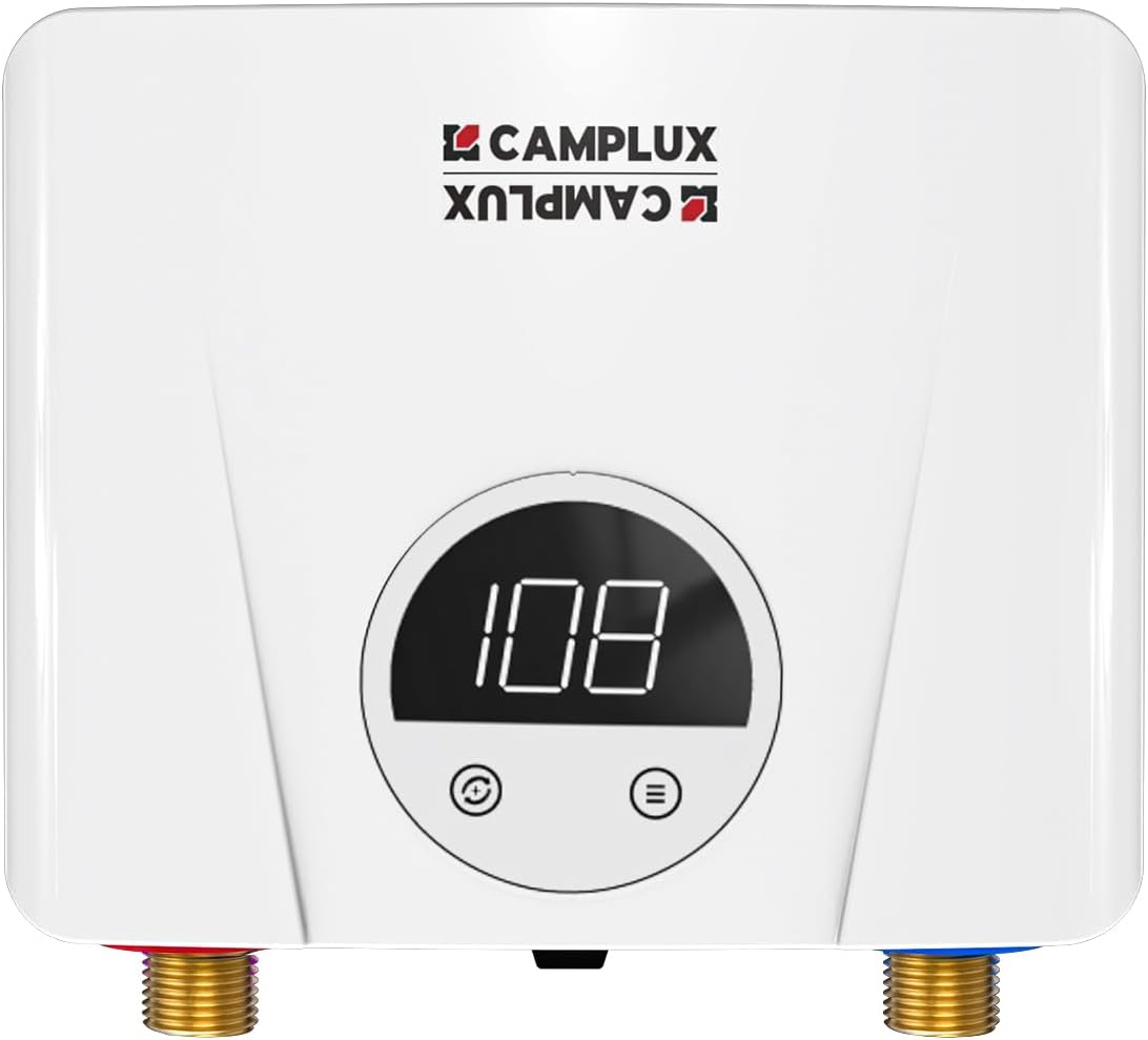 CAMPLUX - Calentador de agua eléctrico sin tanque, 3.5 kW a 120 vol...