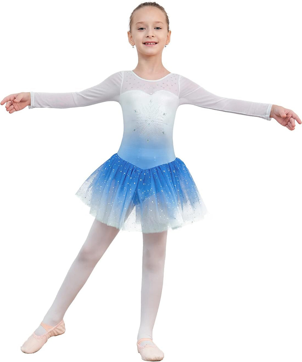 EQSJIU Leotardo de baile de manga larga para niñas, vestido de ball...