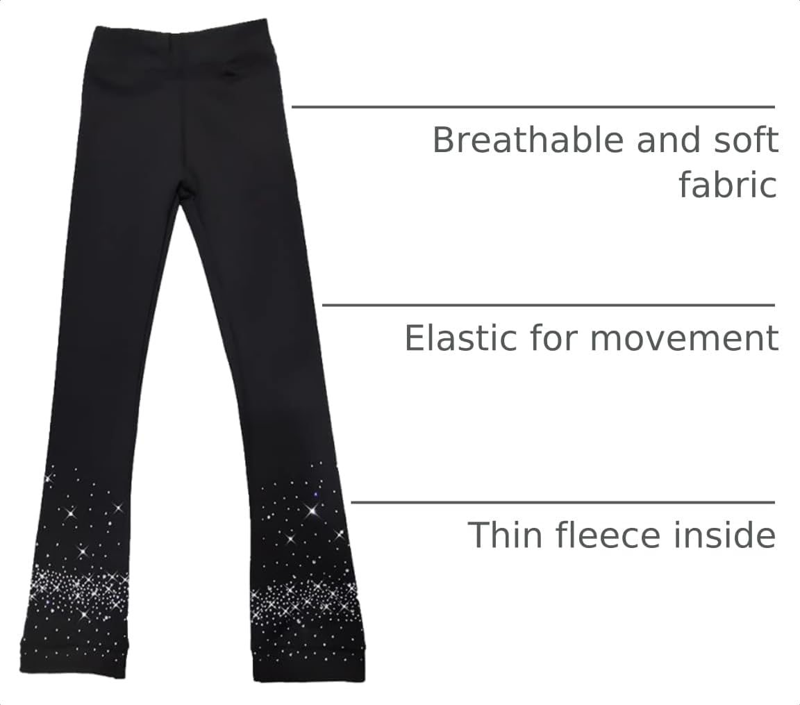 LIUHUO Pantalones de patinaje sobre hielo para niñas, leggings de e...