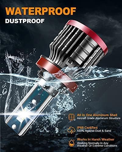 FITMOTORS Bombillas H11\/H8\/H9, 80 W, 16000 lúmenes brillantes, lu...