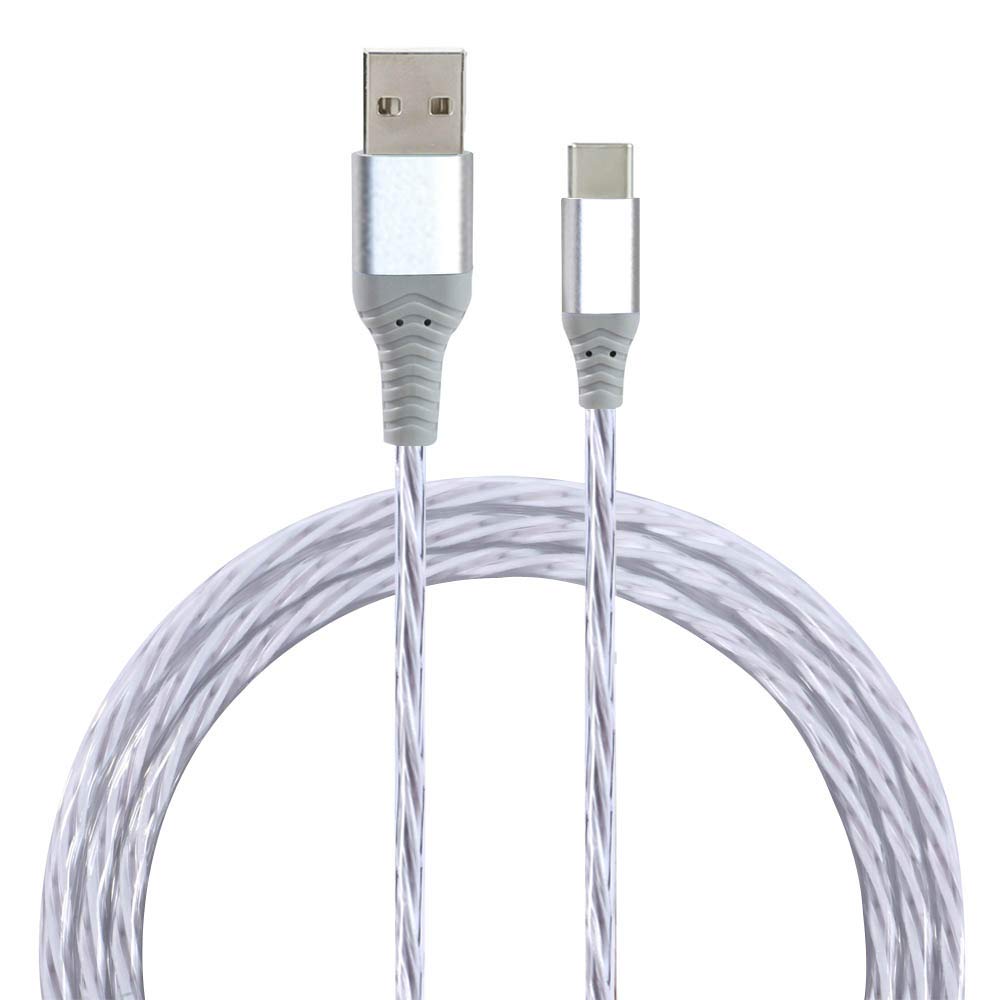 Cable LED USB C [2 unidades, 6 pies], cambio de color visible LED t...