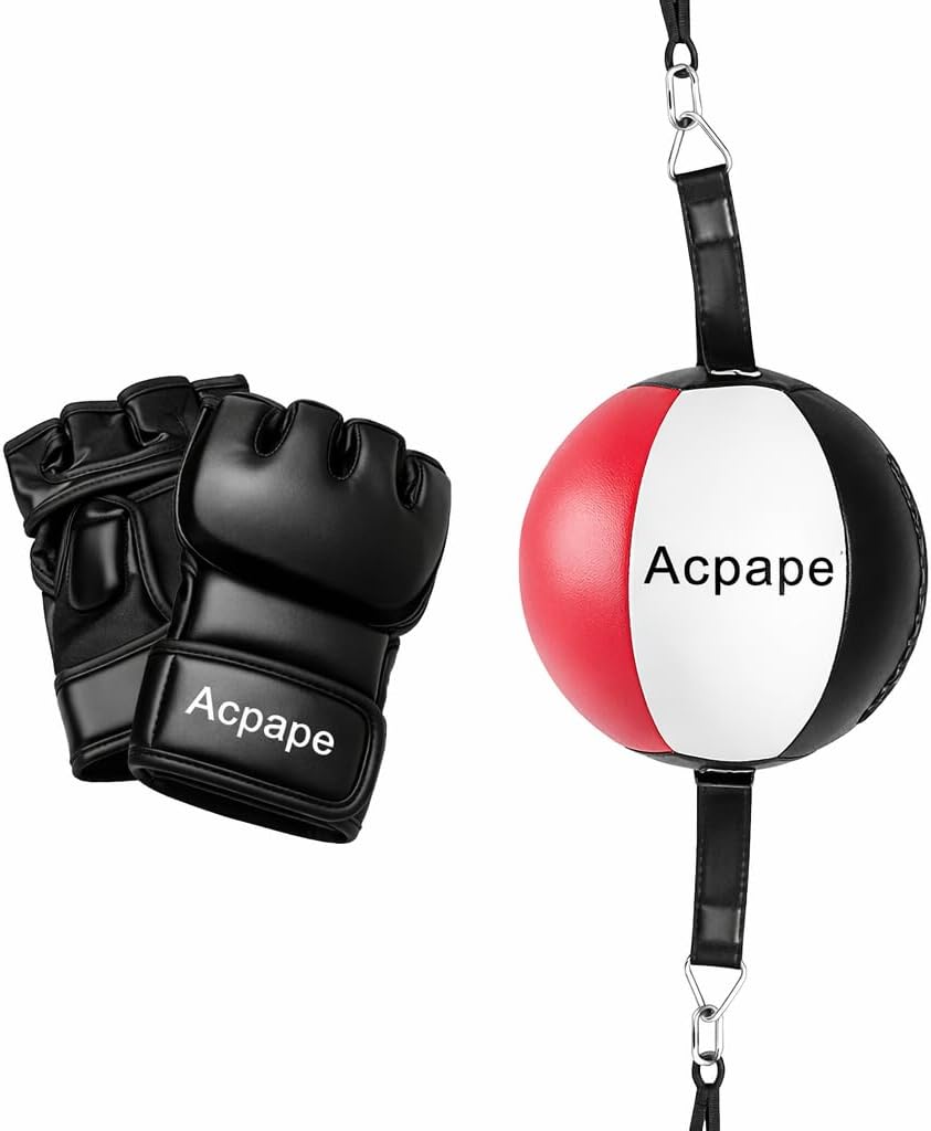 Acpape Bolsa de boxeo de doble extremo con guantes de boxeo, saco d...