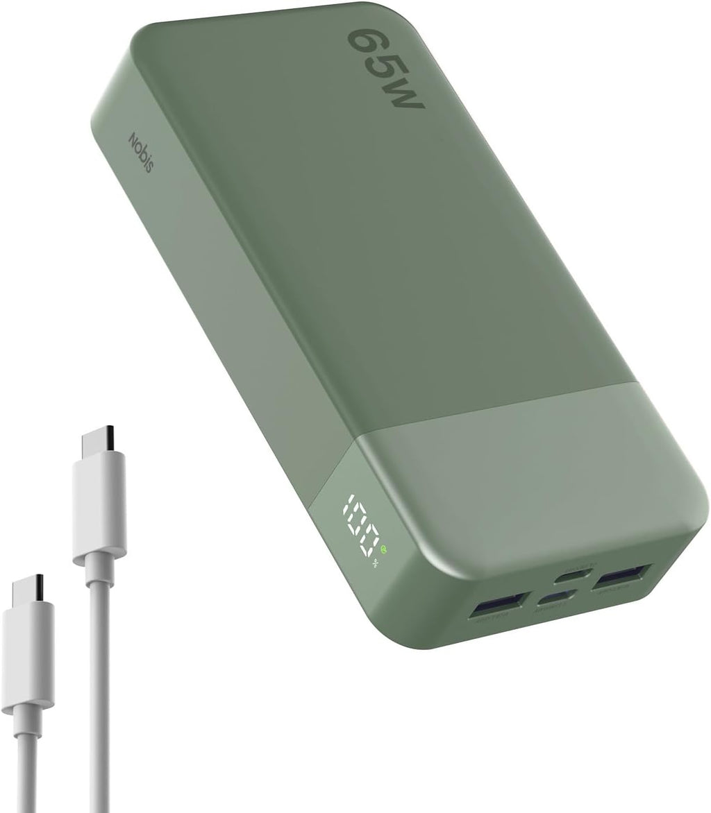 NOBIS Paquete de baterías de 20000 mAh, banco de energía de 65 W, c...