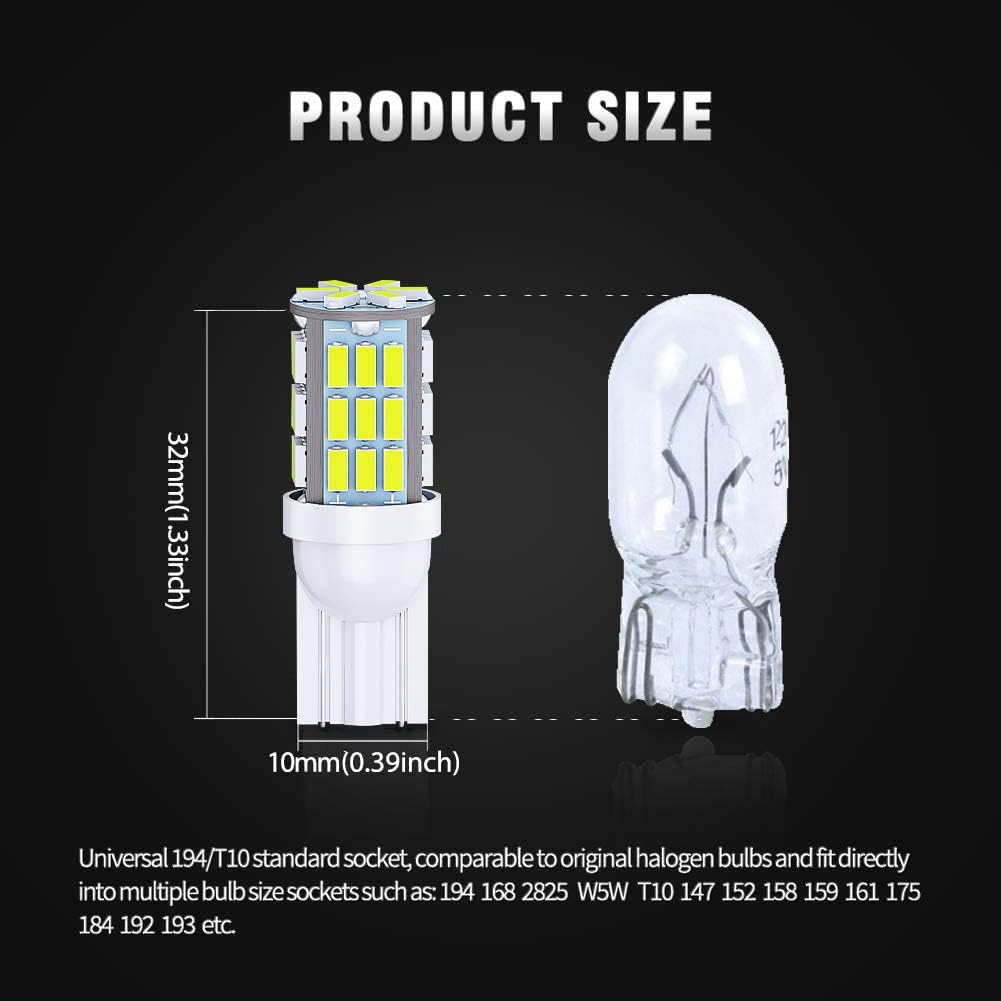 Antline Bombillas LED T10 921 194 168 de color blanco frío, paquete...