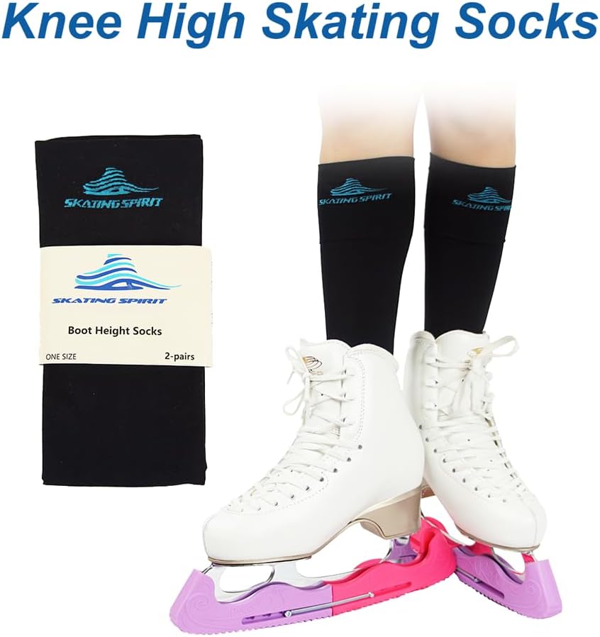 SkatingSpirit Calcetines de patinaje artístico (2 pares), altura a...