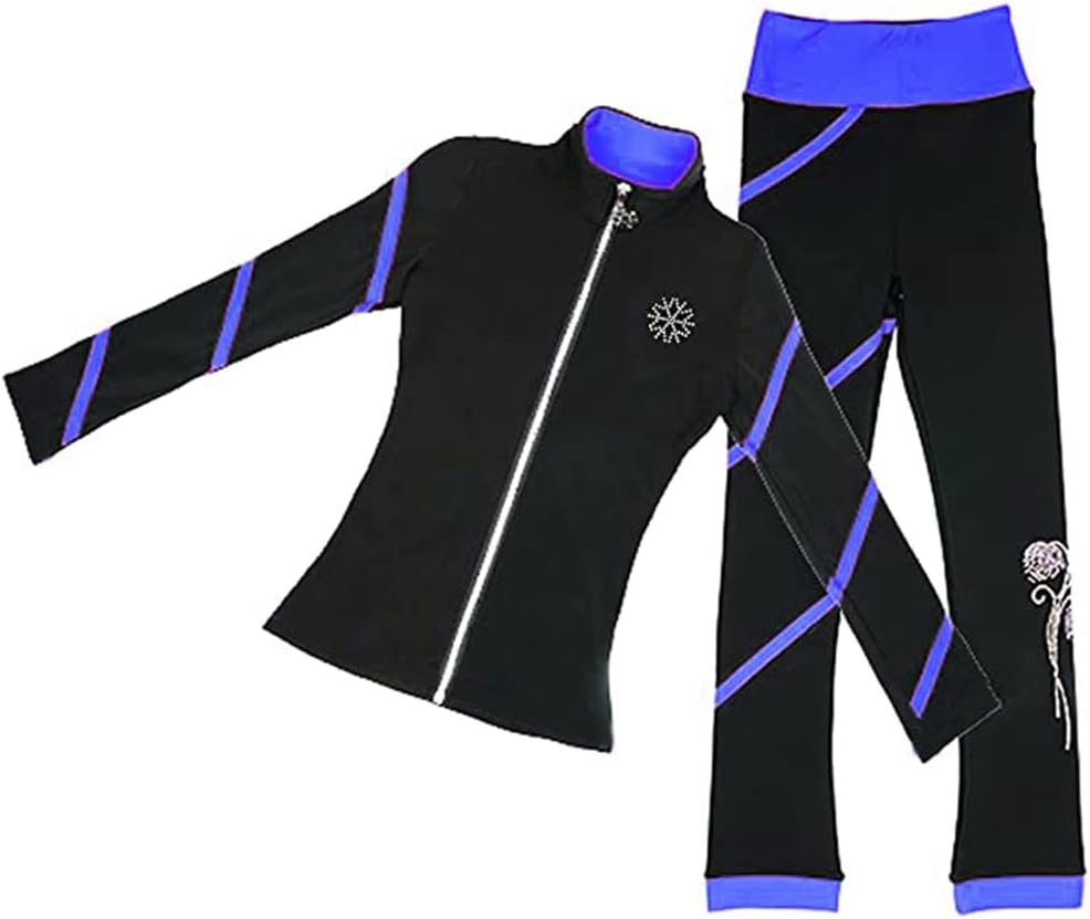 LIUHUO Pantalones de chaqueta en espiral para patinaje artístico, p...