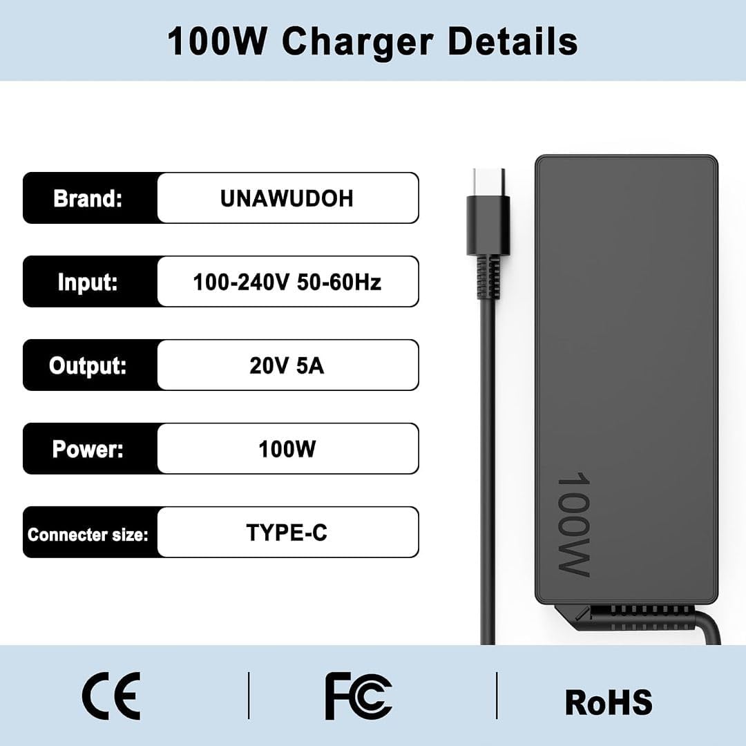 Cargador USB C para portátil de 100 W con cable de 9 pies, adaptado...